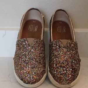 Girls Multi Color Glitter Toms Pink, Silver, Gold, Blue, Red, Green